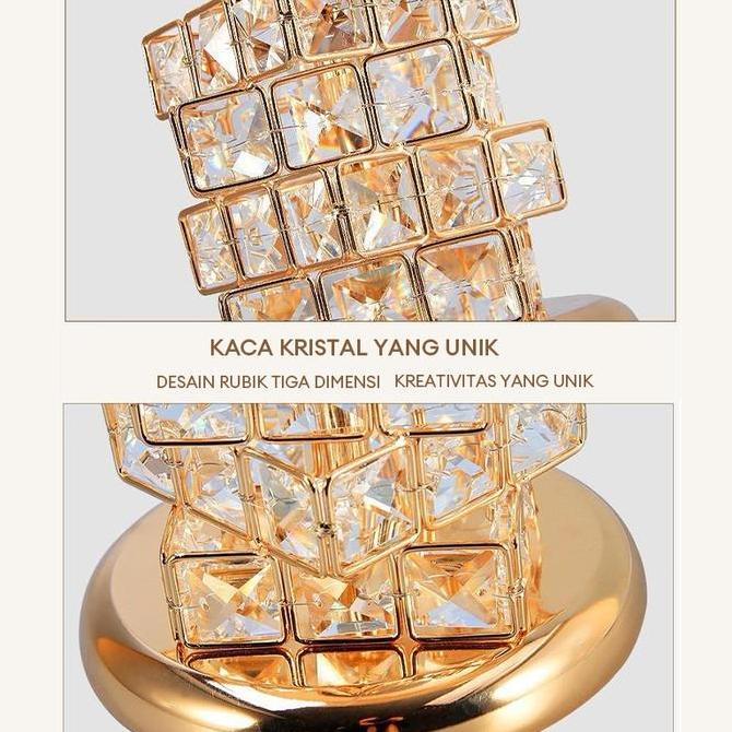 Lightbrum- Hadiah Romantis Lampu Meja Kristal Gaya Eropa Tiga Warna Lampu Meja Samping Tempat Tidur 
