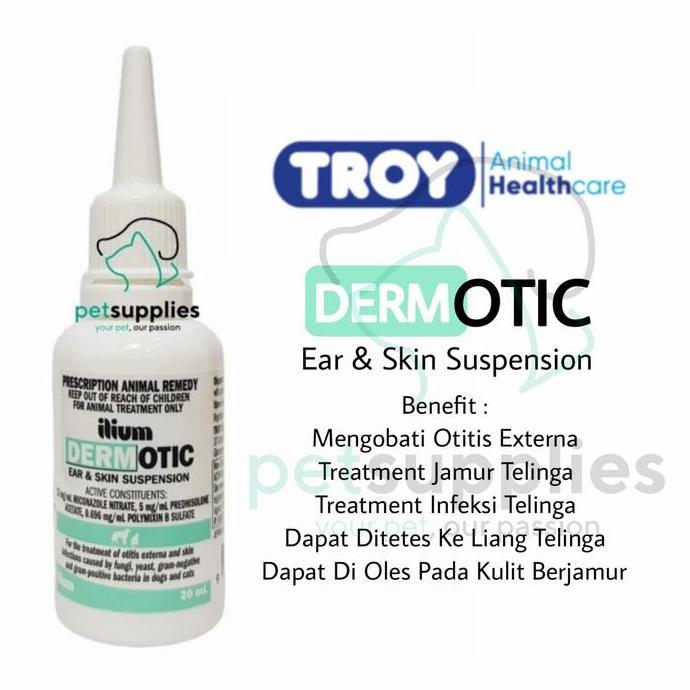 NEW DERMOTIC Obat Tetes Telinga Anjing Kucing - Telinga Sakit Infeksi Berair