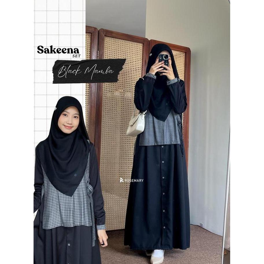 Terlaris Sakeena Set (2 In 1 Dress + Vest/Rompi)| Dress Rompi Remaja | Dress Korea | Gamis Idul Fitr