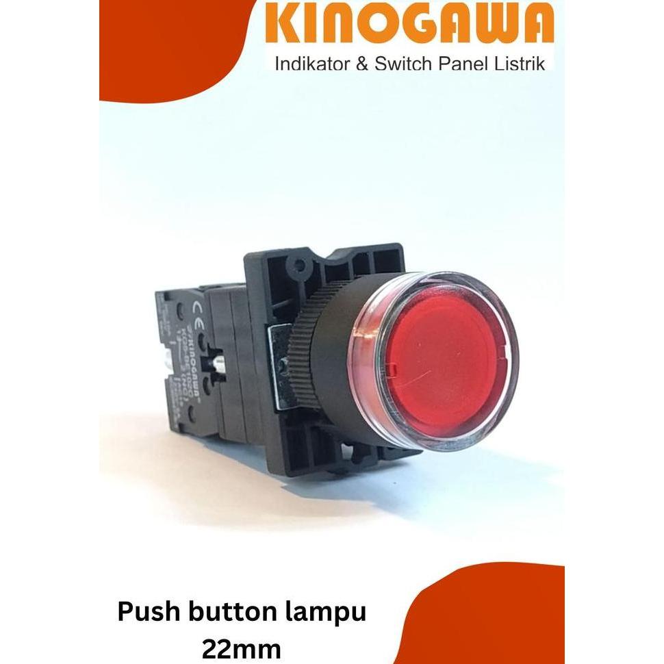 Push Button Lamp 22mm Plastik RED - Push Button Lampu LAY5 Merah BEST QUALITY