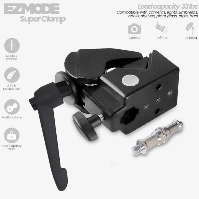 EZMODE Super Clamp with Ratchet Handle for Lighting and Studio Equipment