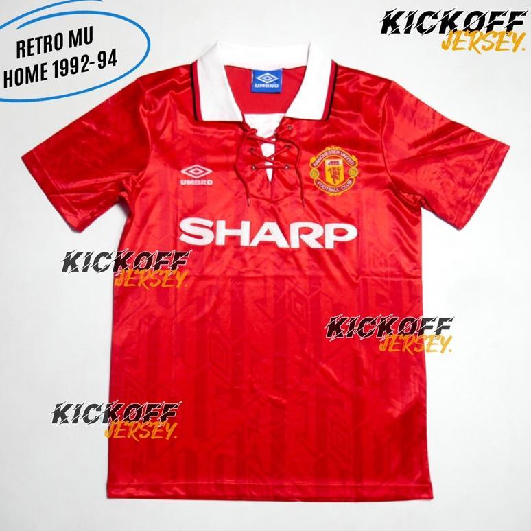 (RETRO) JERSEY BOLA RETRO MU HOME 92/94 KERAH TALI GRADE ORI