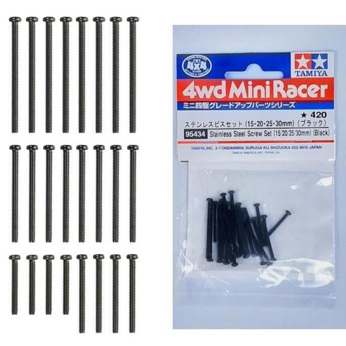 TAMIYA 95434 STAINLESS STELL SCREW SET [ 15/20/25/30MM /BLACK ]