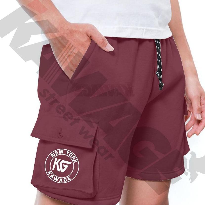 PREMIUM KAWAGE CELANA CARGO PRIA PENDEK SIZE JUMBO M-5XL BAHAN FLEECE MOTIF SABLON