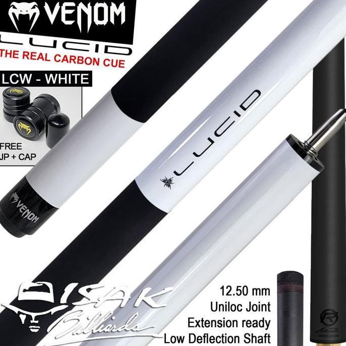 Venom Lucid Carbon LCW White Cue Uniloc Low Deflection Stick Billiard