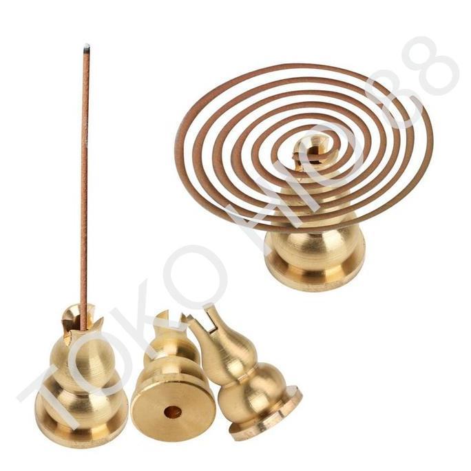 Bisakirim- Hiolo Kuningan Bokor Tempat Tatakan Pembakar Dupa Hio Lo Mini Kecil