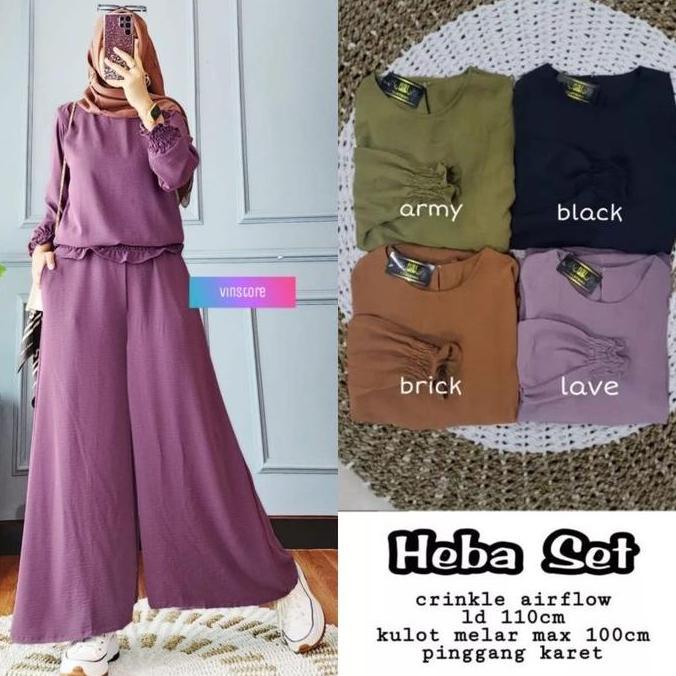 Azzahra Grosir - Heba Set / Setelan Wanita Kulot One Set Crinkle Blouse Wanita / 555-7217 SS