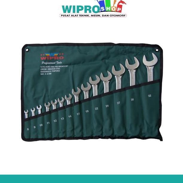Promo WIPRO Kunci Ring Pas Set 14Pcs Chrome-CRV 8-32mm Kunci Ring Pas Set 14Pcs Chrome-CRV 8-32mm Di