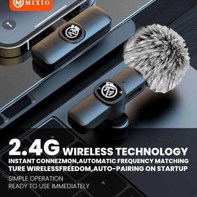 Mixio W13 W14 Mic Wireless Clip On Microphone Mikrofon Lavalier Plug Play