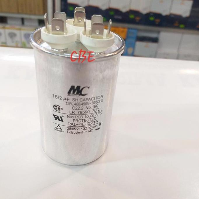 kapasitor 15 + 2 uf merk mc 400/500v- 50/60 hz HEMAT
