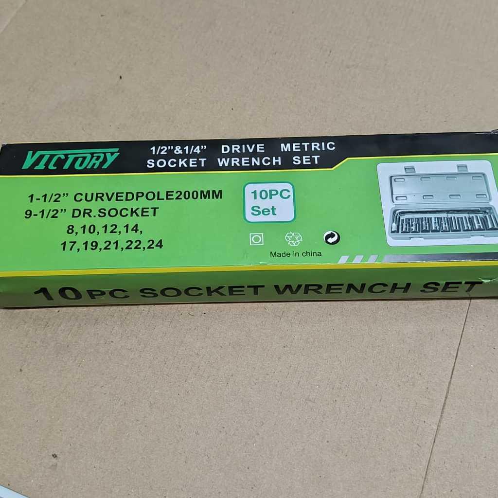 Kunci Shock Sock Sok Set 10 Pcs 8-24 Mm Victory ( Ready Cod ) Kunci 1Set Lengkap / Kunci T 1 Set Len