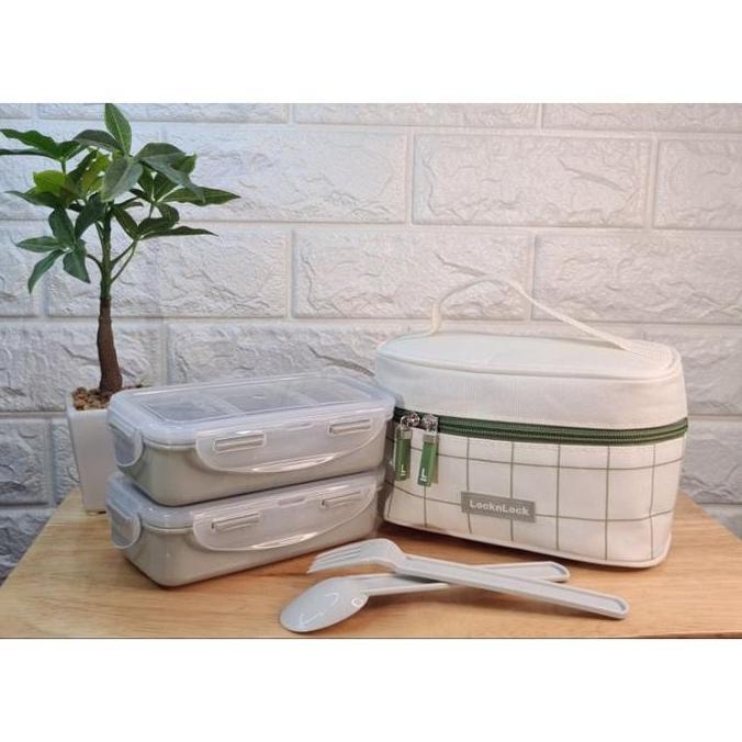 LOCK & LOCK n lock HPL752 Lunch Box Set Tempat Makan sendok locknlock