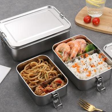 TaffHOME Kotak Makan Lunch Box Stainless Steel 2 Grid 1400ml - UP-14