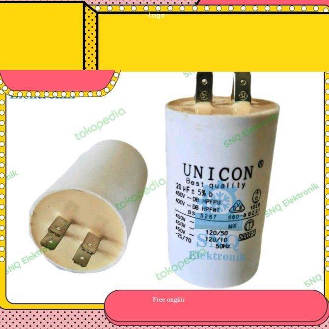 Capasitor unicon 20uf Soket / Kapasitor pompa air 20 mikro READY