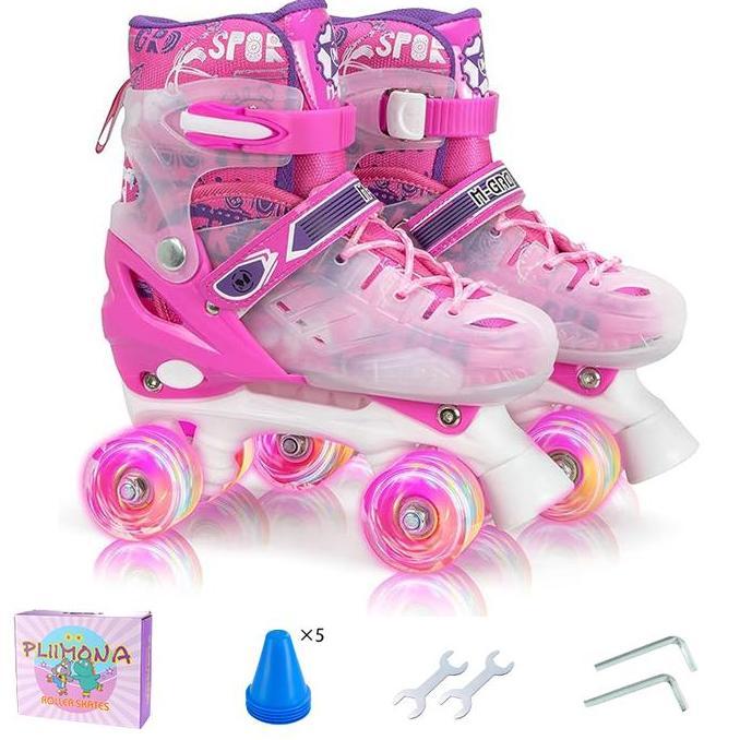 IXCE Sepatu Roda Dua Baris Anak Perempuan Cocok untuk Pemula Ukuran Dapat Disesuaikan Outdoor 6-10 T