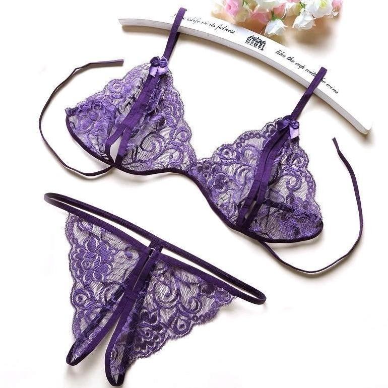 hemat 1 set bra + celana dalam lingerie transparan wanita bh