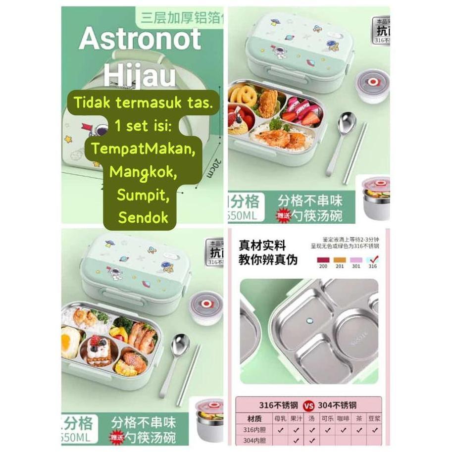 Lunch Box Stainless SUS316 - Tempat Makan Stainless 4 sekat