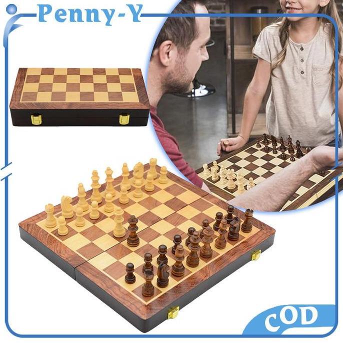 Promo Papan Catur Kayu Premium Papan Catur Magnet Magnetic Chess Board Game Diskon