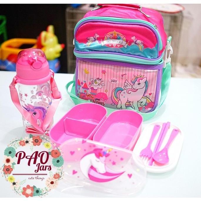 set bekal anak gambar unicorn / tempat makan set anak / tempat makan karakter