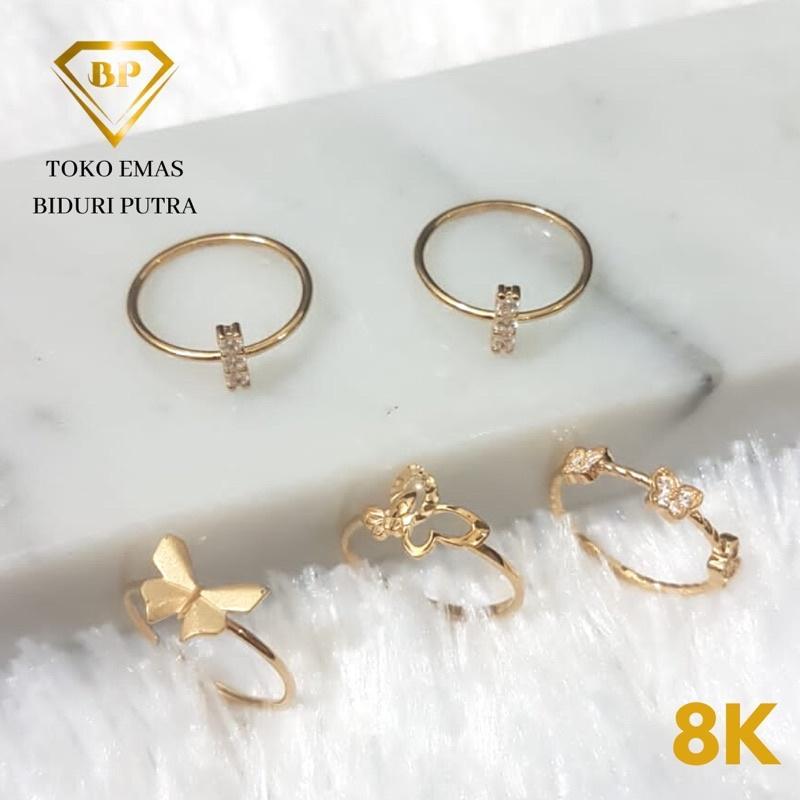 Cincin Solitaire Model Butterfly Perhiasan Emas Asli Kadar 8K/375 Toko Emas Biduri Putra - Cincin So
