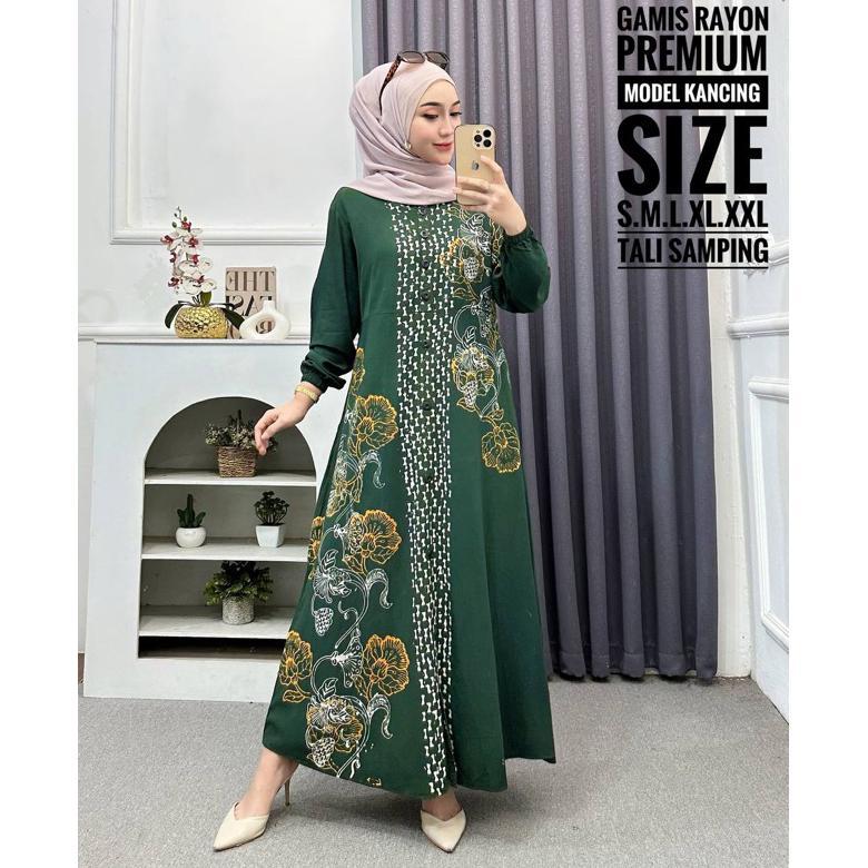 CUCI GUDANG GRIYA BUSANA ID - GAMIS TWILL ORI MOTIF ABSTRAK BUKAN GAMIS RAYON CANDI MEKAR