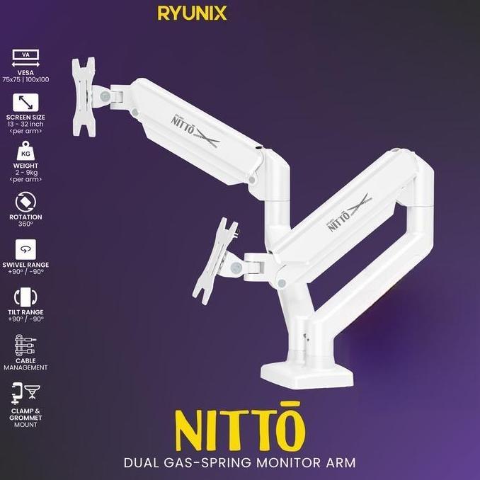 Sades Ryunix Monitor Arm Itto & Monitor Arm Dual Nitto - Monitor Bracket