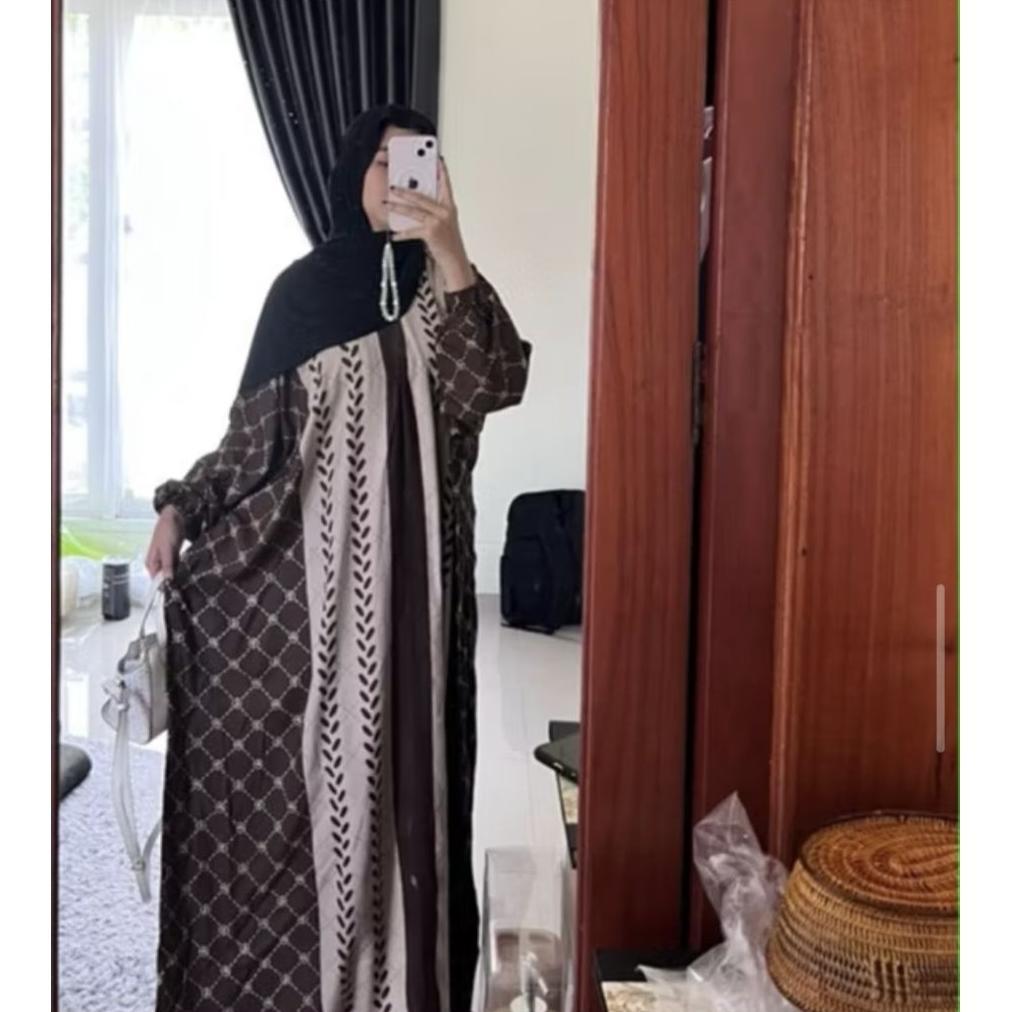 TAMPIL MODIS  Kaftan Motif Madinah Jumbo Busui Homey Dress Adem Rayon Simpel Elegan Premium Motif Te