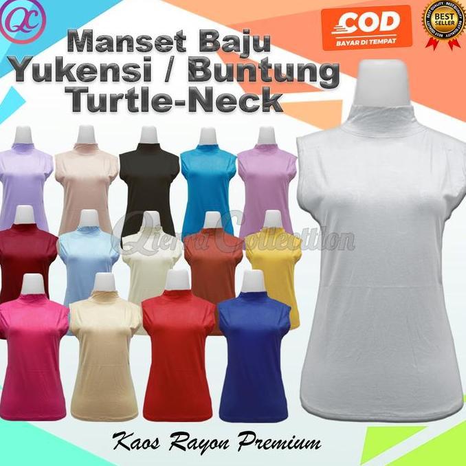 Bisakok- Manset Tanpa Lengan Buntung Wanita Kerah Turtle Neck Polos Dalaman Yukensi Perempuan Bahan 