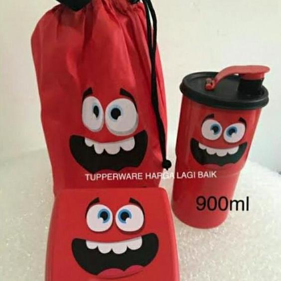 Smiley Lunch Set Tupperware (1), wadah bekal lucu