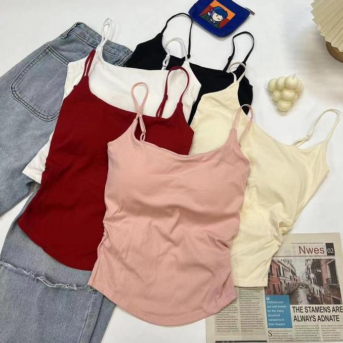 Bisakok- Glamonshop Br474 Tanktop Bra With Cup Bh Singlet Polos Atasan Wanita Croptop  Katun Cewek P