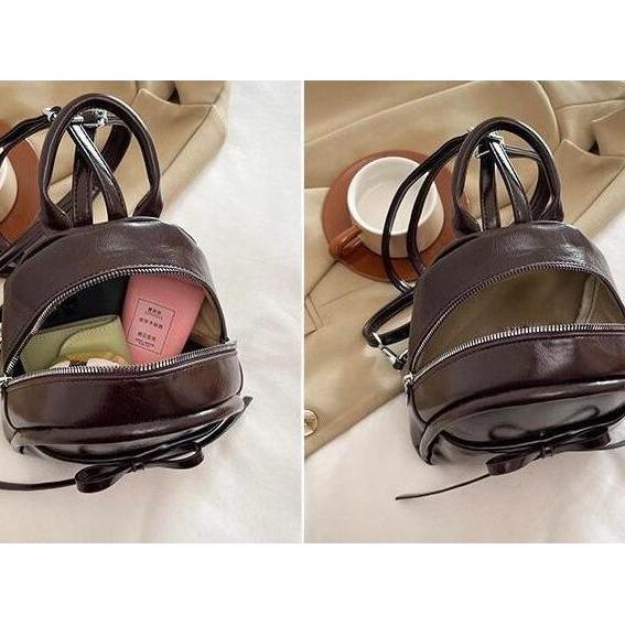 ASHELYBAG Tas Ransel Mini Multifungsi Tas Ransel Mini Motif Pita Terbaru Tas Ransel Wanita Korea Ter