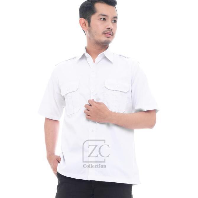 ATASAN KEMEJA PDH PRIA PUTIH POLOS PDK Putih Polos