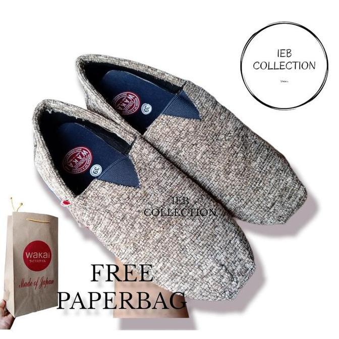 DB100 - SEPATU Wakai SLIP ON RAJUT COKLAT Sepatu Slip On Pria dan Wanita SIZE 36-43