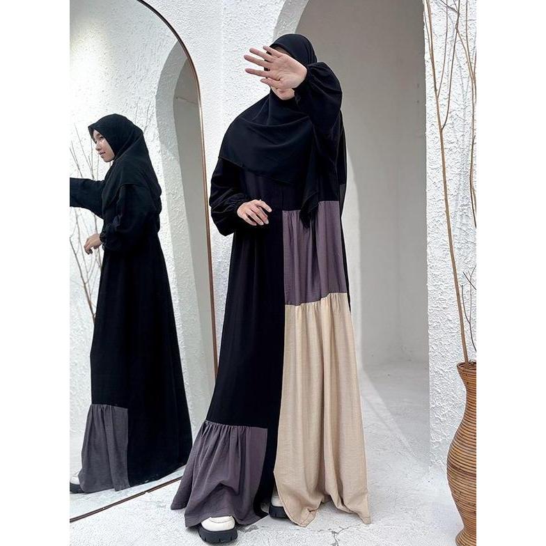 TERBAIK Dmd Apparel - AZZURA LINEN FREE HIJAB ( Basic Dress Muslim Gamis) Nyaman Wudhu