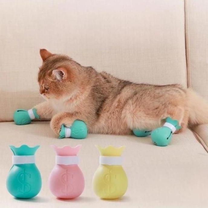 Tahan Lama  Aimayapet 4 Pcs Penutup Kaki Kucing / Penutup Kaki Hewan Peliharaan / Sepatu Hewan Pelih