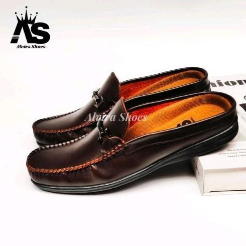 DF107 >> Big Size Ukuran Besar 44,45,46 Sepatu sandal pria kulit sapi Asli, Sepatu Butong pria kulit