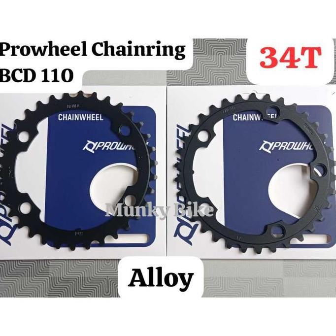 Prowheel Chainring Double Triple 110 BCD 34T 50T Non Narrow Wide Chain ring 110BCD Alloy