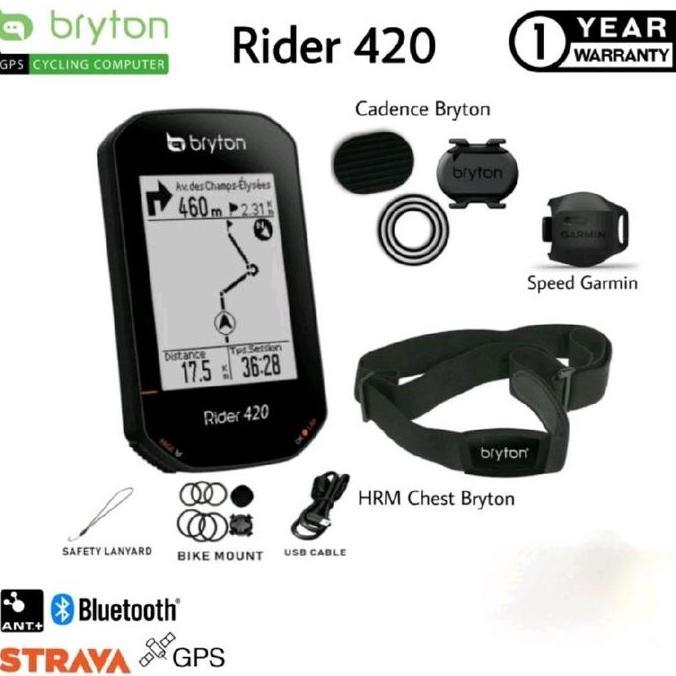 Speedometer sepeda Bryton 420 paket 3 sensor Bryton