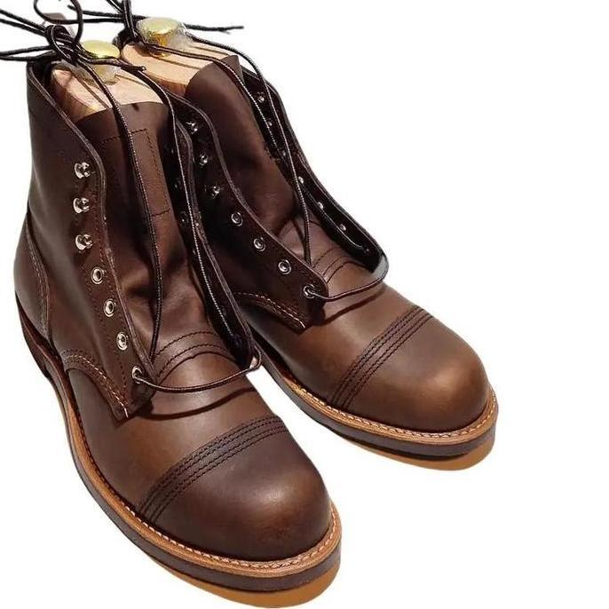 Red Wing 8111 Iron Ranger Amber Harness Leather - VOCMEL ONLY Sepatu Boots Pria 6-Inch Baru Made in 