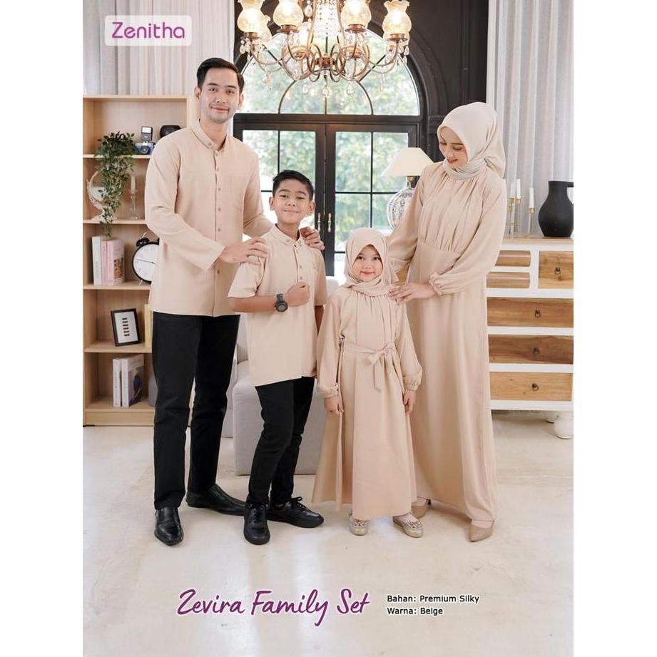 Zenitha-  Zevira Family Beige/Taupe Set Sarimbit Keluarga Lebaran Couple Family Set Premium