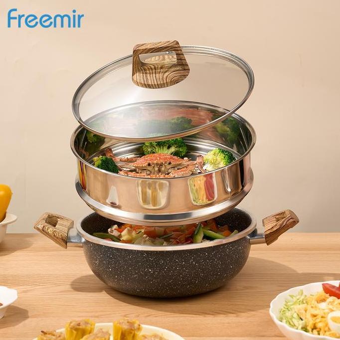 Robybrambang19 - [Promo] Freemir Wajan Kukus Anti Lengket 24Cm Anti Lengket Serbaguna Set Wajan+Kuku