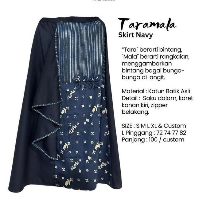 Taramala Skirt Navy - Rok Batik Asli Unik by SOGAN BATIK REJODANI