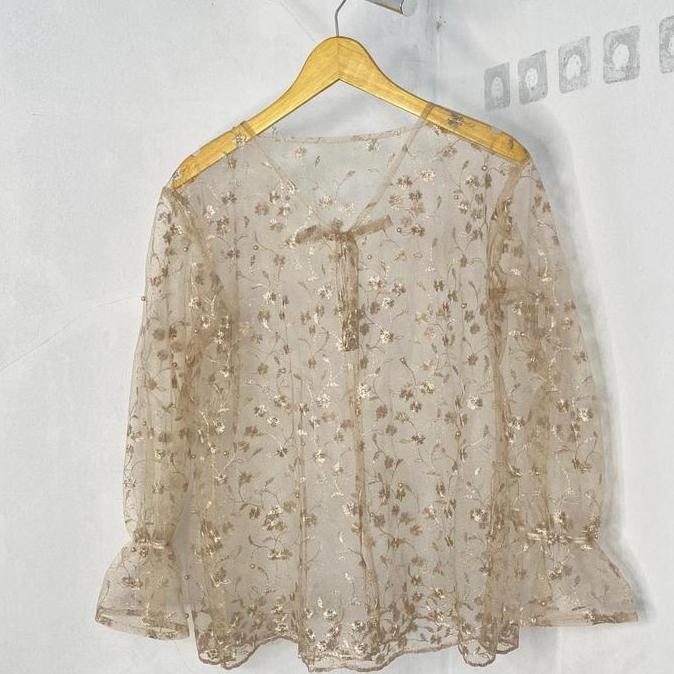 outer vest long, vest brukat panjang, tunik brukat, kebaya brukat