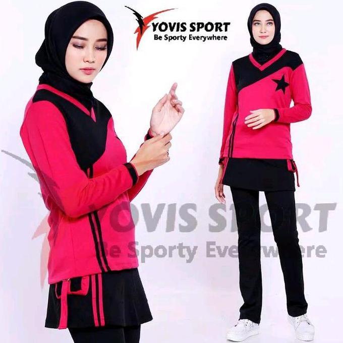 Stelan Senam Bintang Orinal - Pakaian Olahraga Muslimah Fitnes Dance Zumba Tunik Wanita Atasan Panja