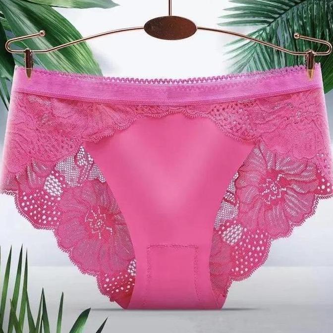 CD453 CD Wanita Seamless Renda Motif Bunga, Boxer Pendek Polos Dewasa