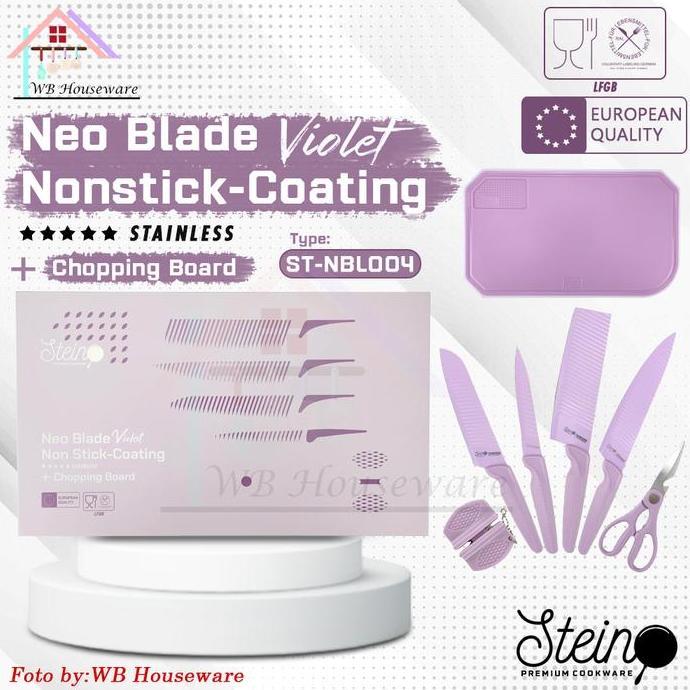 STEIN STEINCOOKWARE Neo Blade Stainless Steel Knives Set Violet /non stick knife Alat masak Pisau Ba