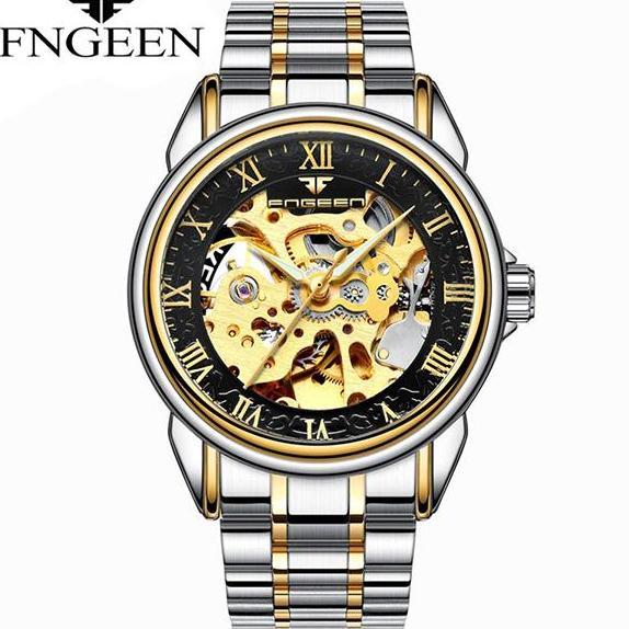FNGEEN 8866 Otomatis Jam Tangan Pria Anti Air Fashion Stainless Steel Original Mekanis Waterproof Wa