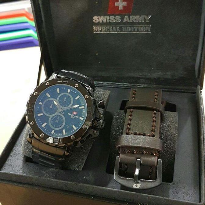JUAL SWISS ARMY ORIGINAL CRONO AKTIF SA90257 - JAM TANGAN PRIA FORMAL TALI RANTAI STAINLESS - INCLUD