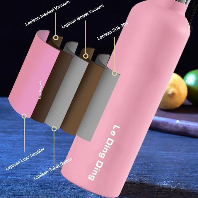 1Tumbler2 Penutup-Botol Minum 1 Liter Tumbler Stainless Vacuum Termos Tahan Panas Dingin 24 Jam