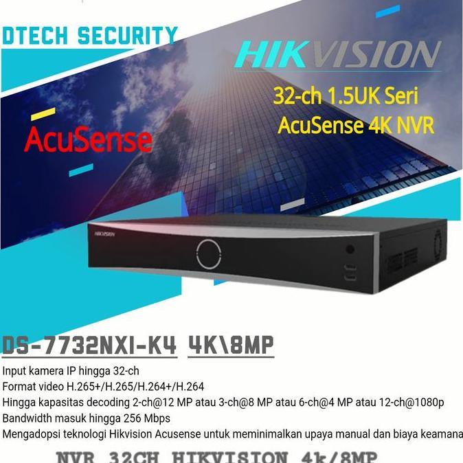 NVR HIKVISION DS-7732NXI-K4 4K8MP ACUSENSE/NVR 32CH HIKVISION